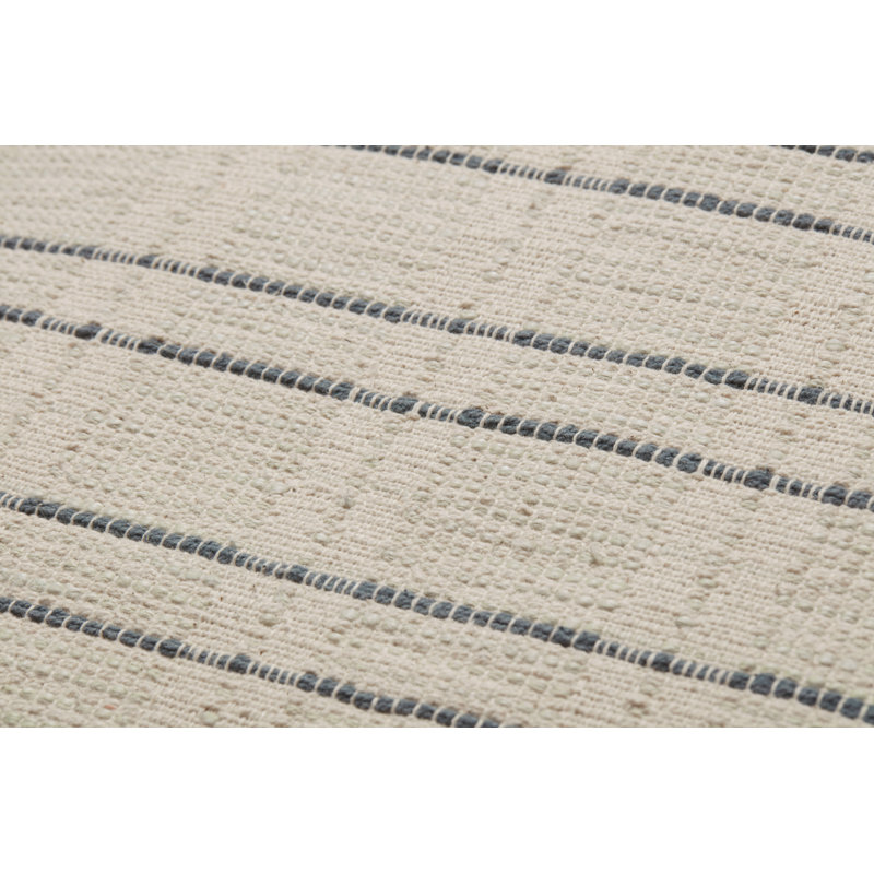 Cream and Blue Striped Cotton Throw Pillow Set