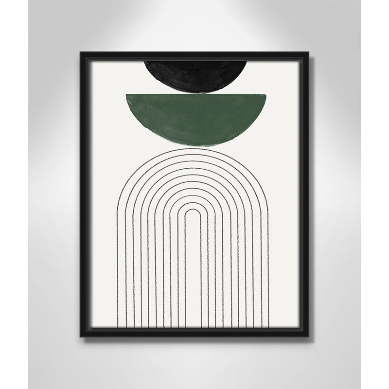 Reproduction de géométrie arquée par Miuus Studio, Framed Canvas, 12.5'' W x 15.5'' H, Black Floater