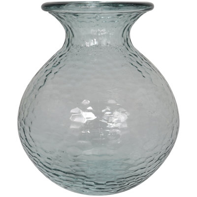 Recycled Glass Handmade Textured Decorative Clear Vase