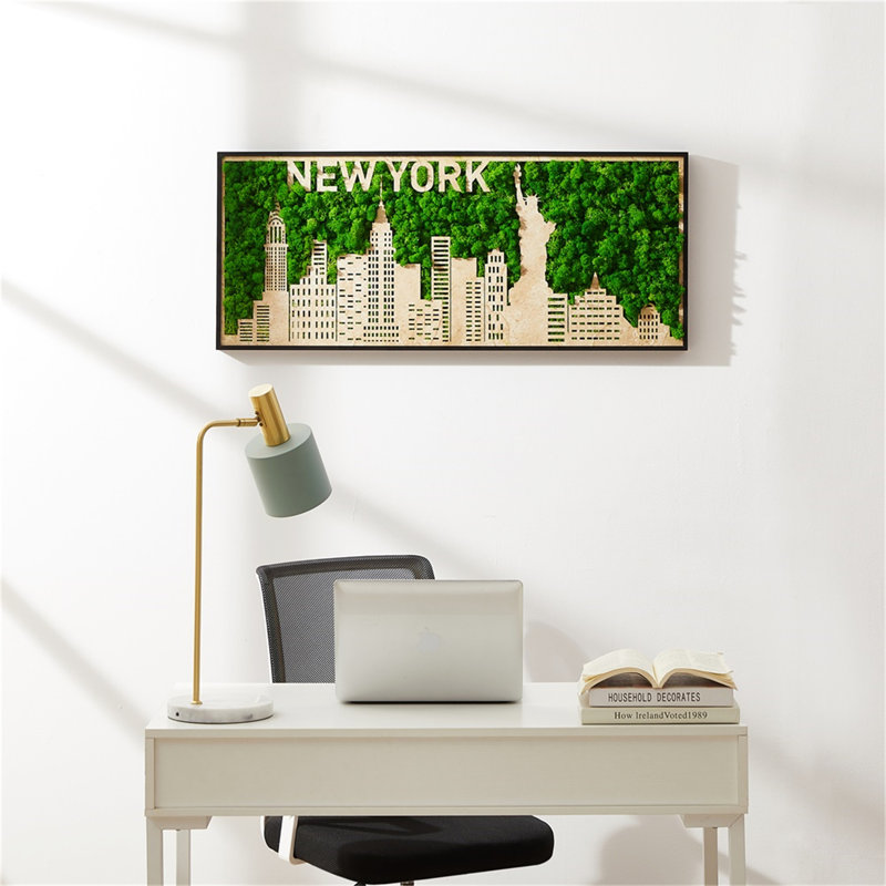 Art mural en métal New York Moss City, H 16,9 po x l 40 po