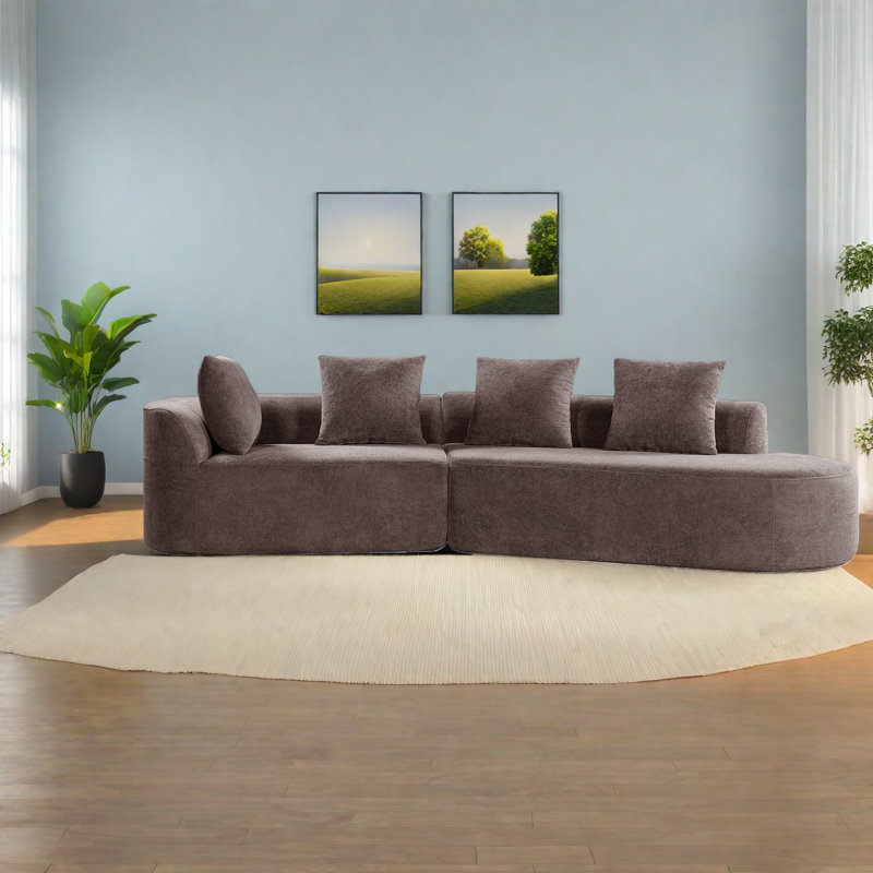 Ensemble de canapé moderne et spacieux, éponge haute densité, élégance de salon brun