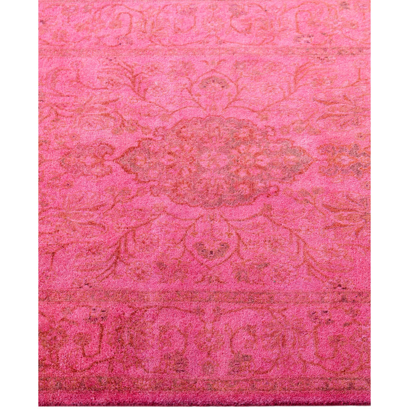 Overdyed Hand-Knotted Wool Modern-Contemporary Pink Area Rug 3' 1" x 5' 6"