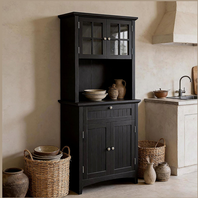 Buffet élégant avec huche HOMcom, Noir