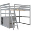 Lit mezzanine double avec bureau, tablettes et 2 tiroirs intégrés