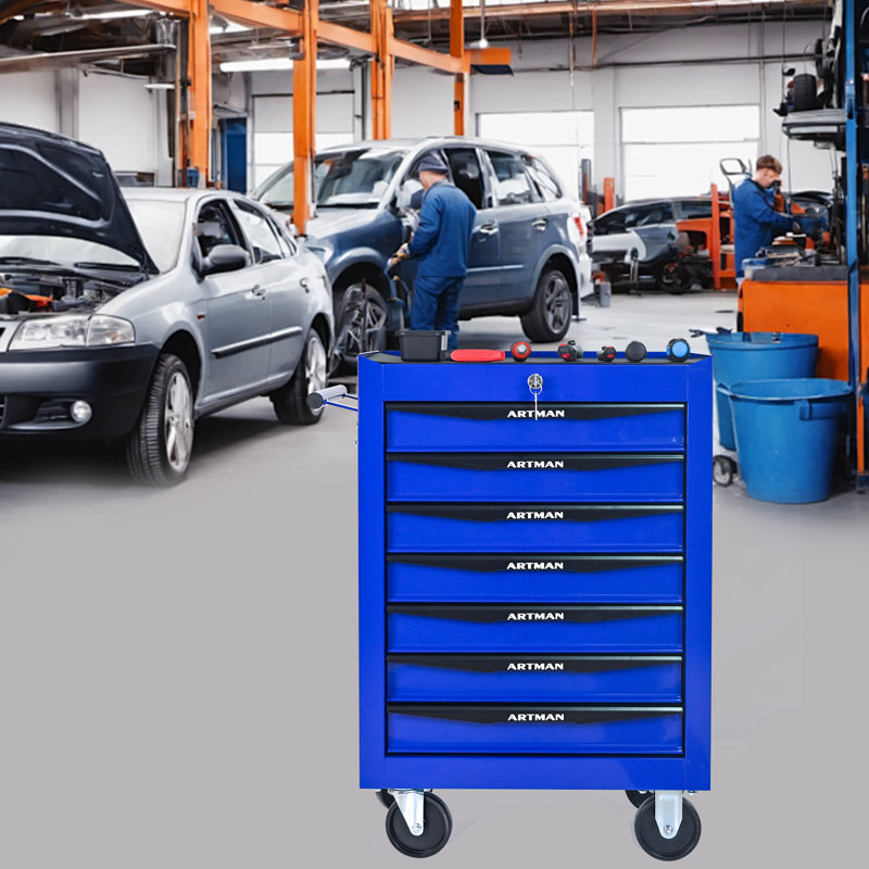 Coffre à outils multifonctionnel en acier pour le garage et l'atelier - Améliorez le rangement et la mobilité