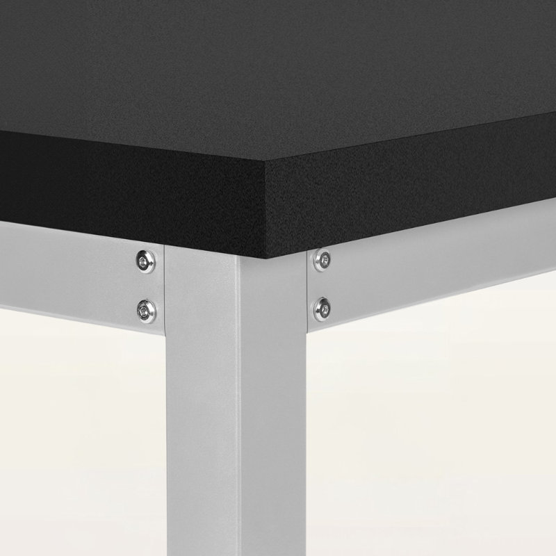 Lovy Black Finish Height Adjustable Computer Desk With Metal Leg, 29.25" H X 46.98" W X 23.56" D
