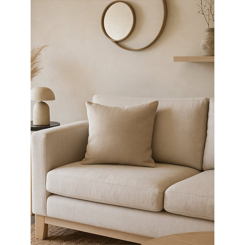 So Soft Linen Linen Throw Pillow, 22"H x 22"W, Down Blend, Warm Beige