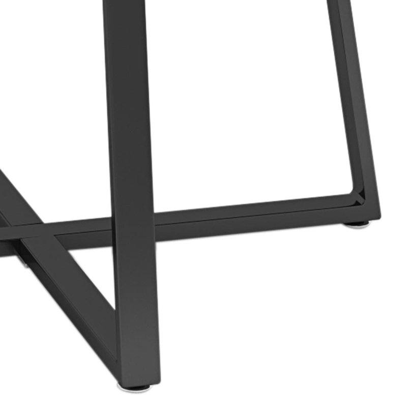 Dacoda Round Glass Top Metal Base Dining Table, Black