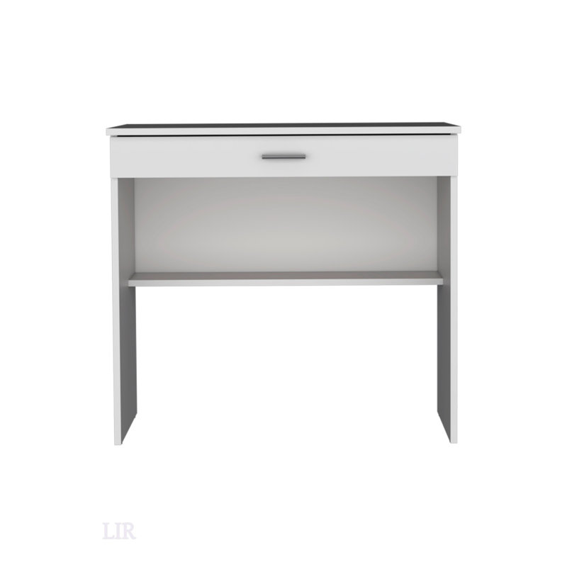 Bureau d'écriture compact avec tiroir et tablette inférieure 80 C pour petits espaces et poste de travail efficace, Blanc