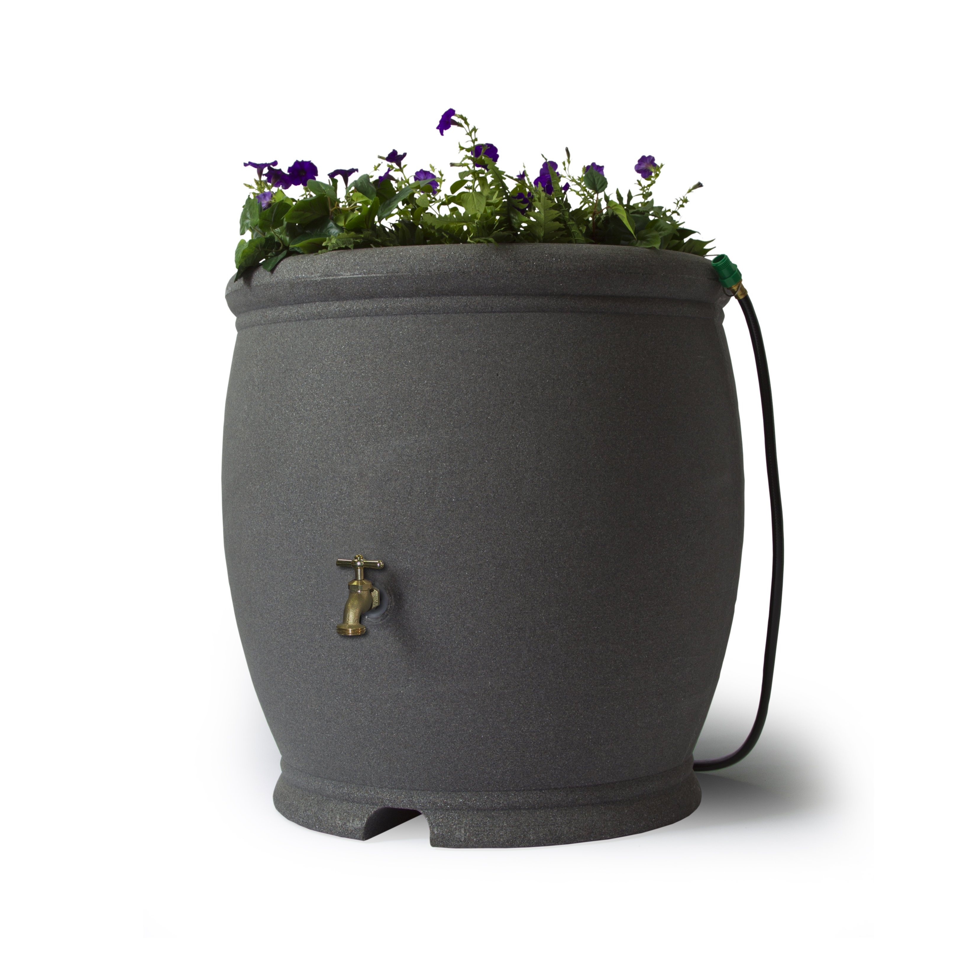 Algreen 100 Gallon Decorative Plastic Rain Barrel with Planter Top