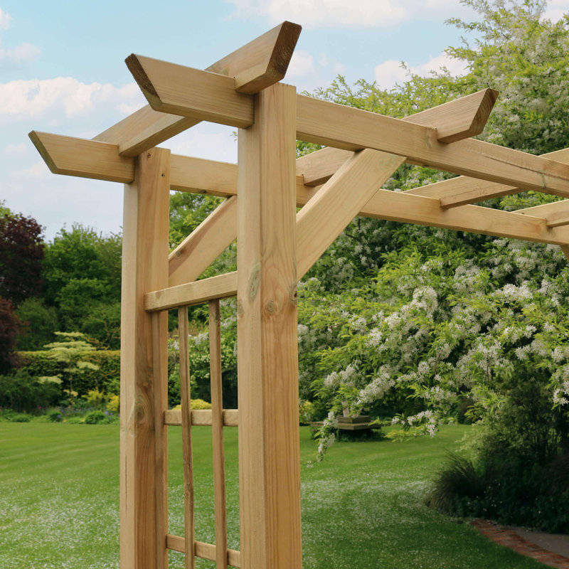 Hinsdale 210cm W x 72cm D Solid Wood Arbour in Natural