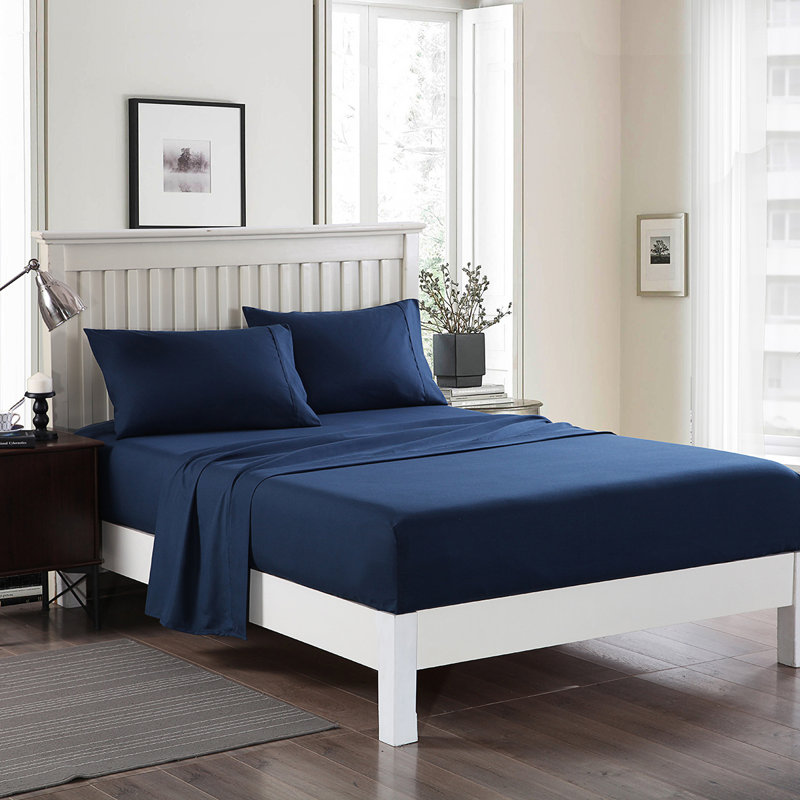 Microfiber Sheet Set, King, Navy Blue