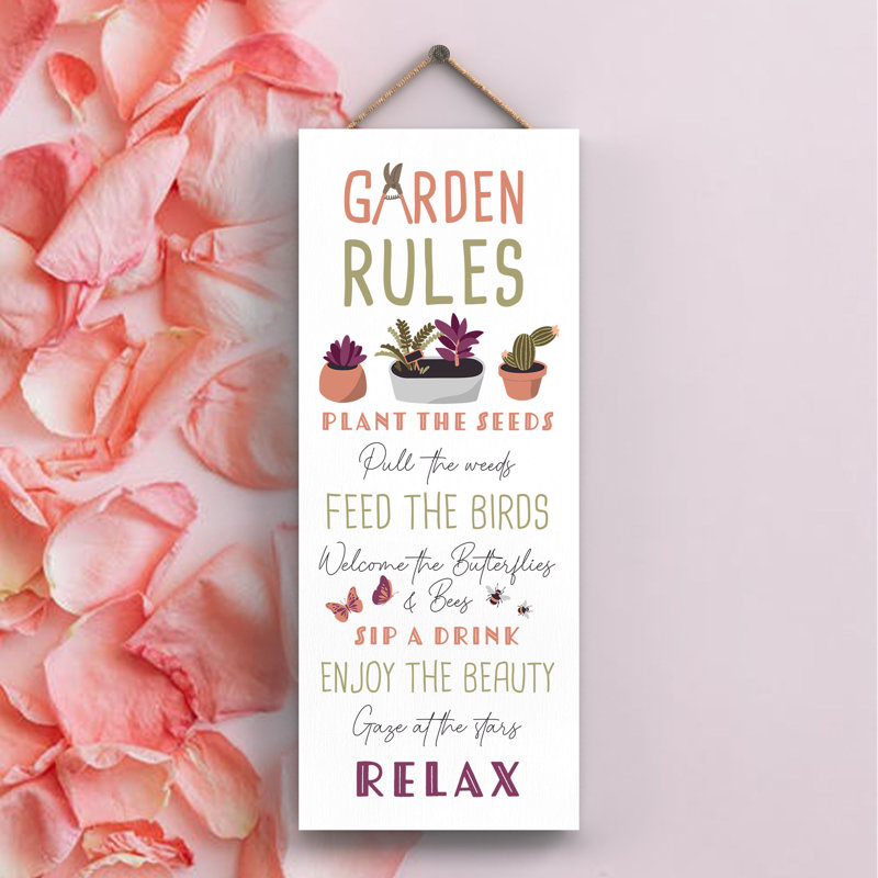 Garden Rules Signs and Plaques, White