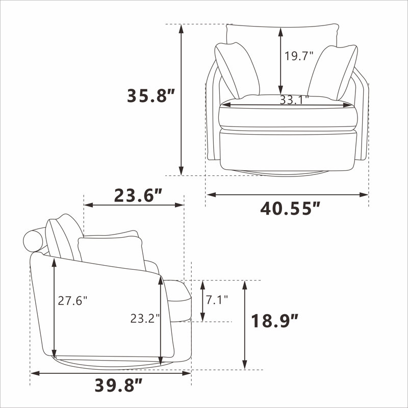 40.6'' Wide Swivel Club Chair（Set of 2), Green Polyester