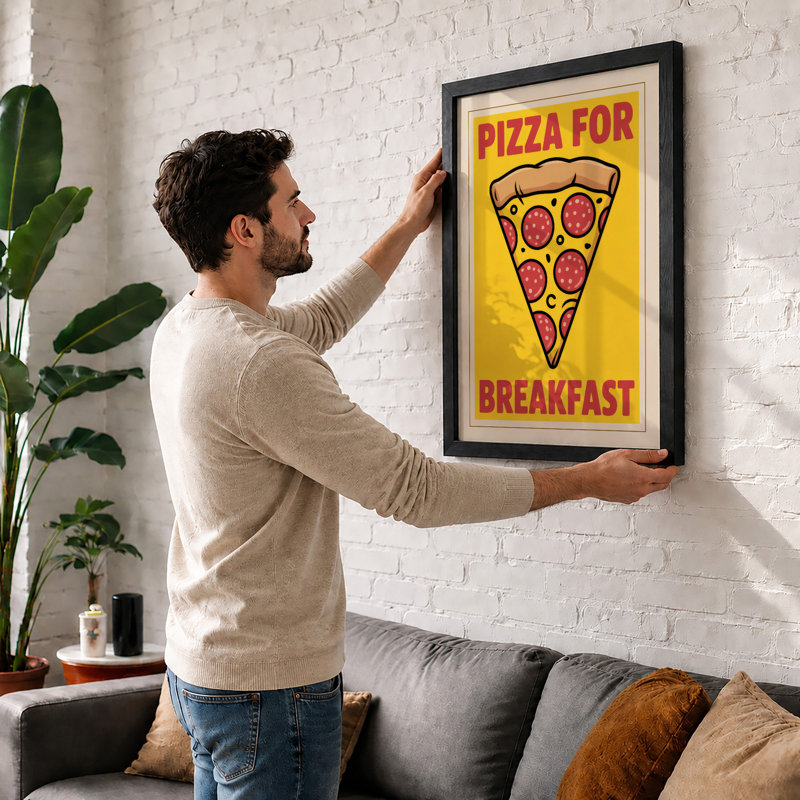 Pizza For Breakfast Modern - Print, Unframed, A1 - 84.1 x 59.4 cm