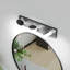 Luminaire de meuble-lavabo 21 po - 3 lumières DEL en métal noir, abat-jour rond en acrylique blanc, fixation murale-2049348046
