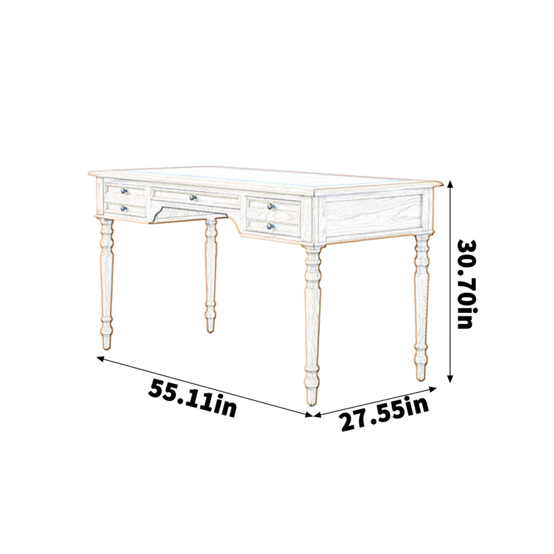Bureau de reproduction en bois de chêne