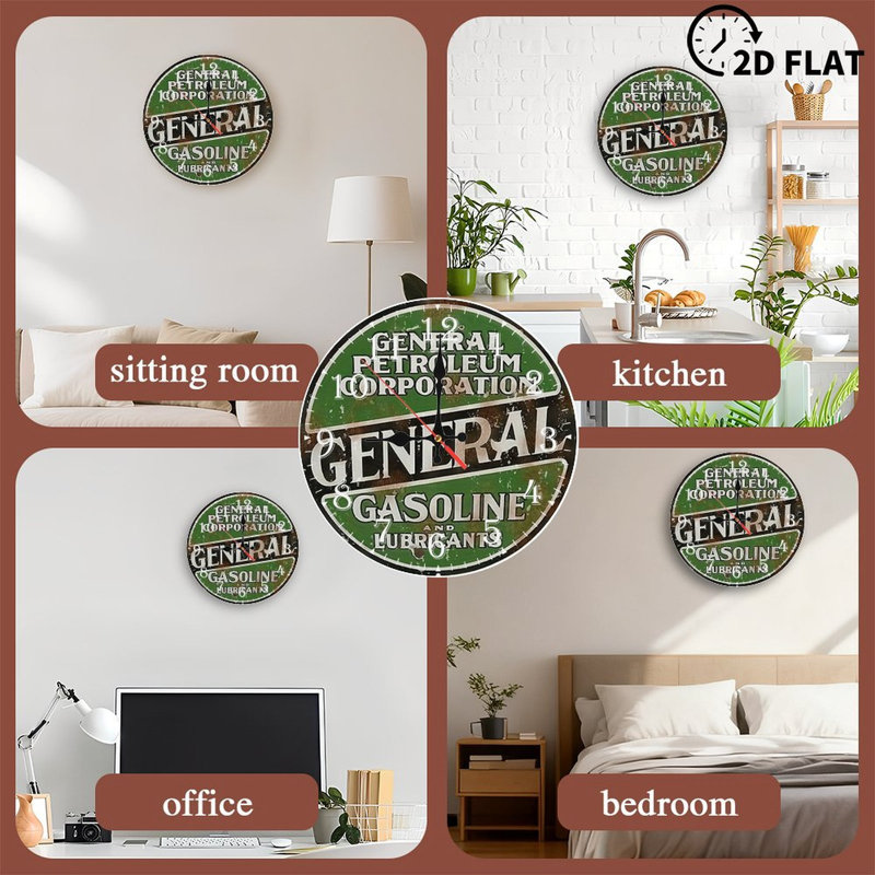Horloge murale en bois 10 po, mouvement silencieux, à piles (piles AA non incluses), décor artistique, parfait pour les décorations