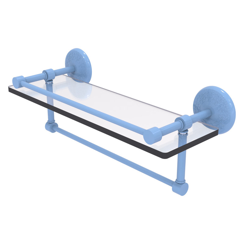 Tablette en verre avec barre à serviettes Inch Gallery, H 5 po x l 16 po x P 5 po, Bleu troll plat