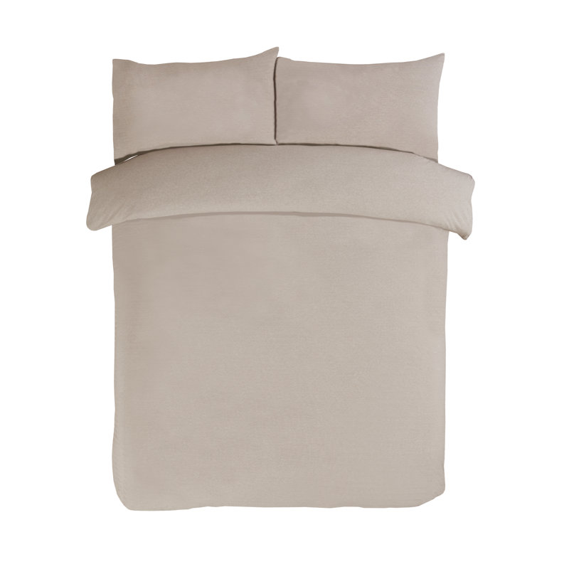 Atvars Striped Duvet Cover Set with Pillowcases, Double - 2 Pillowcases (80 x 80 cm), Beige