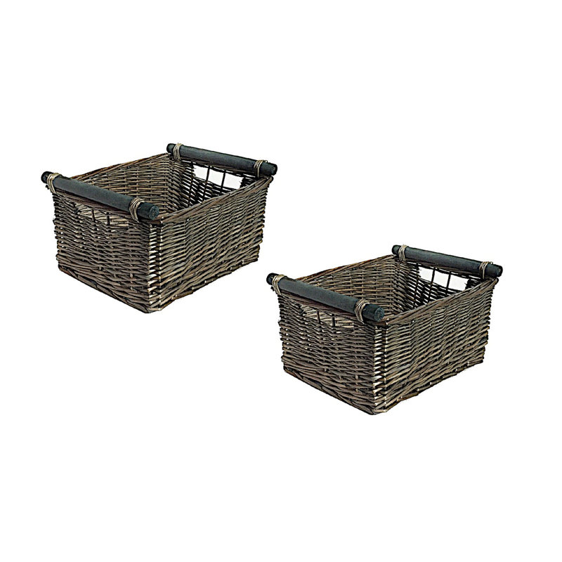 Symple Stuff Wicker Decorative Basket, 20cm H x 45cm W x 35cm D , Oak