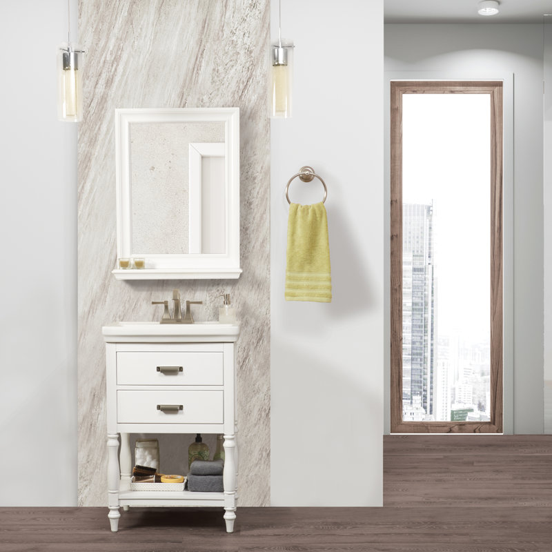 24'' White Freestanding Bathroom Vanity with Ceramic Top