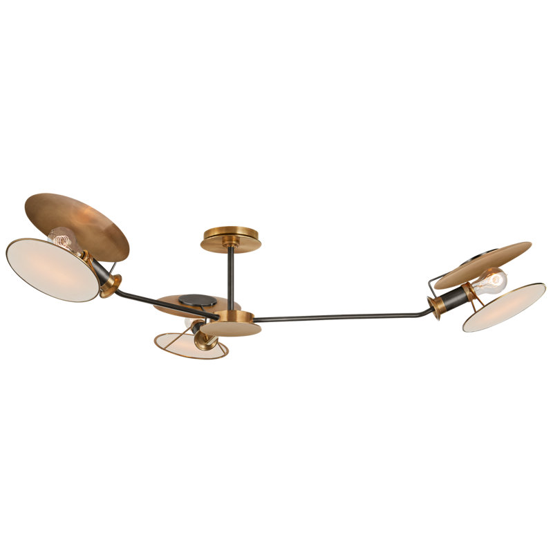 Thomas O'Brien Osiris Large Asymmetric Semi-Flush Mount, Bronze/Hand-Rubbed Antique Brass