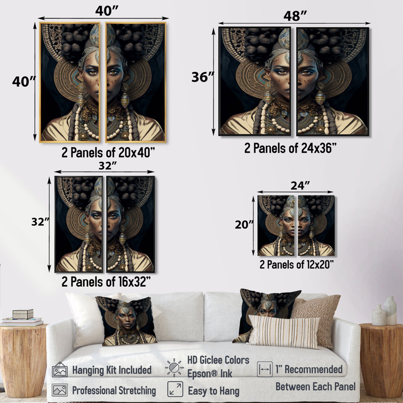 Femme tribale africaine II - décoration murale grise, 32" H x 32" W, Impression encadrée flottante, Black