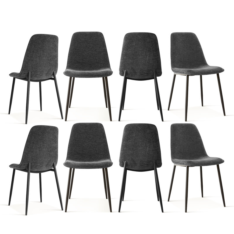 Upholstered Chenille Fabric Side Dining Chair, Dark Gray