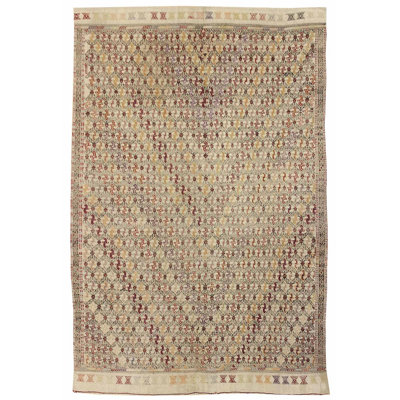 Tapis unique ivoire / brun / rouge 4 pi 9 po x 7 pi Anatolian
