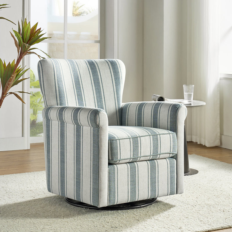 Fauteuil berçant et pivotant Arching, Polyester bleu