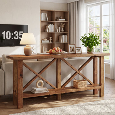 Console 70,9 po en bois massif avec rangement pour vestibule