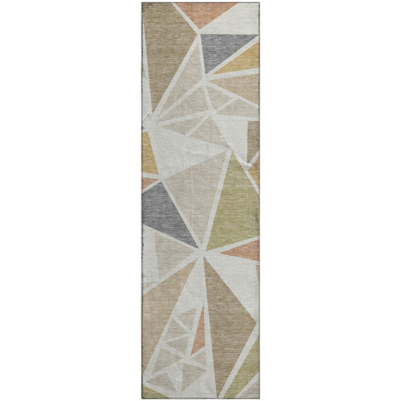 Tapis géométrique de qualité supérieure lavable à la machine Ketterer AMF1039, Tapis de couloir 2 pi 3 po x 7 pi 6 po