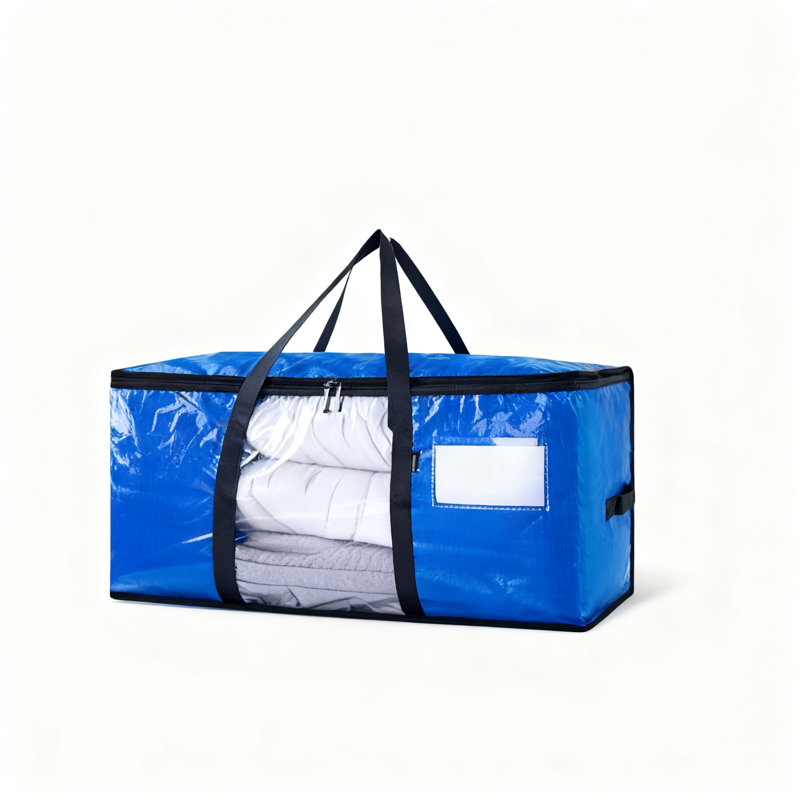 Heavy Duty Moving Bags With Zippers And Handles, Heavy Duty Storage Handbags For Space Saving, Made Of PE, 97 Liters/25.6 Gallons, 8 Pack, (Blue )