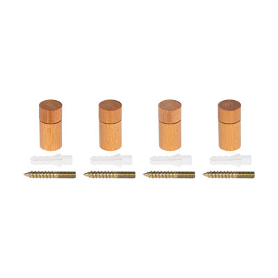 Outwater Beech Wood Standoffs, 1In Diameter X 1-1/4In Barrel Length, Natural Finish, Indoor Use, Mounting Hardware Included, 4 Pack