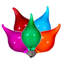 15 lights x 15' Mulitcolor LED G45 Glass Flame Tip light set. 12" spacing on green wire.