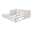 Lit de jour en bois avec lit gigogne et deux tiroirs de rangement, lit de jour extensible, canapé-lit avec deux tiroirs, blanc-201427441-201427447