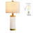 24.5" White Ceramic Table Lamp with USB Ports, Modern Bedside Nightstand Lamp for Living Room (Set of 2)-2043514160-2043514319