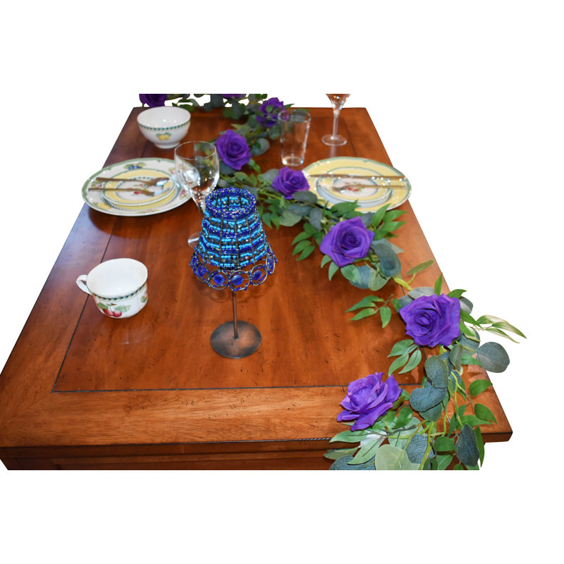 Guirlande 72 "Faux Roses Eucalyptus, Mauve