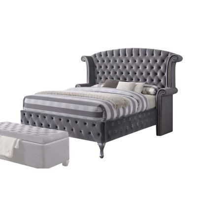 Grand lit plateforme tapissier Merribeth