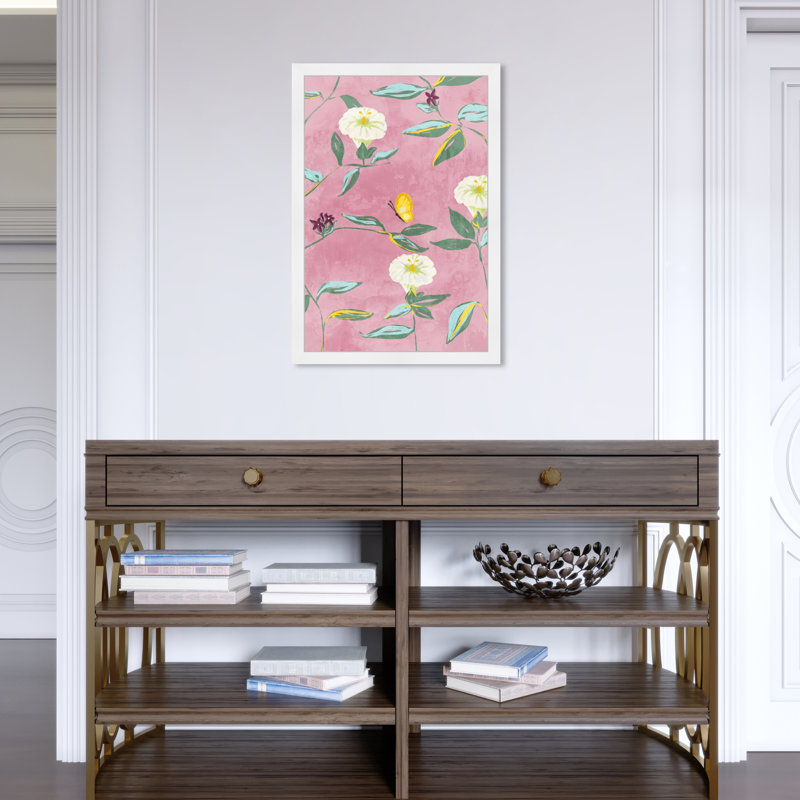 Floral Spring Tapestry Pattern by Birch Lane™ - Picture Frame Print, White, 26" H x 18" W