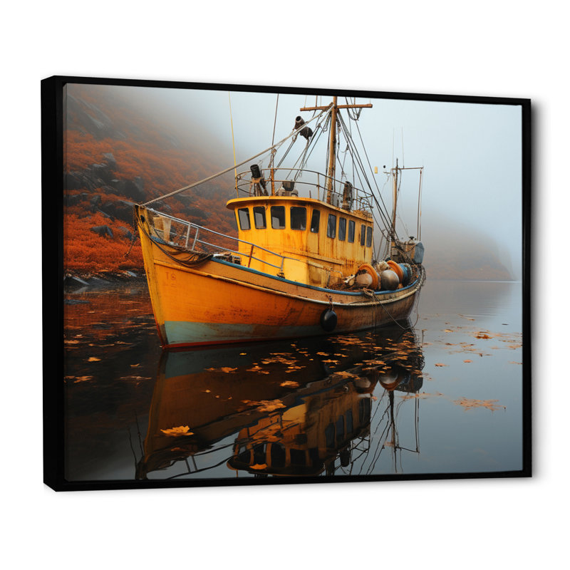 Canada Misty Harbor - impression, Cadre flottant noir, H 12 po x l 20 po x P 1 po