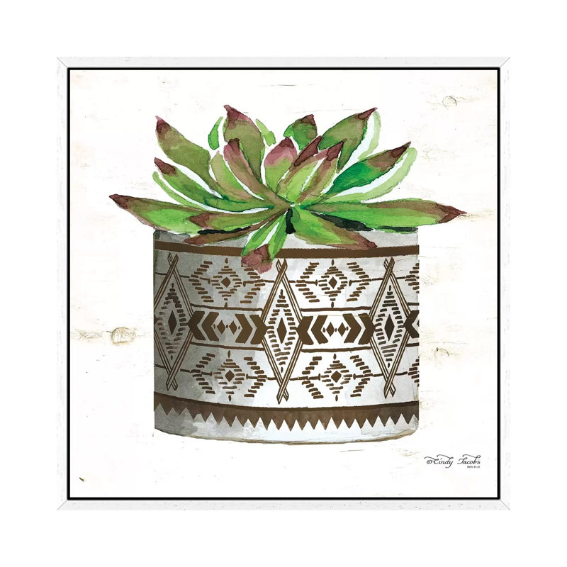 Mud Cloth Vase VI by Cindy Jacobs - Print on Canvas, White Framed Canvas, 66.04cm H x 66.04cm W x 3.81cm D