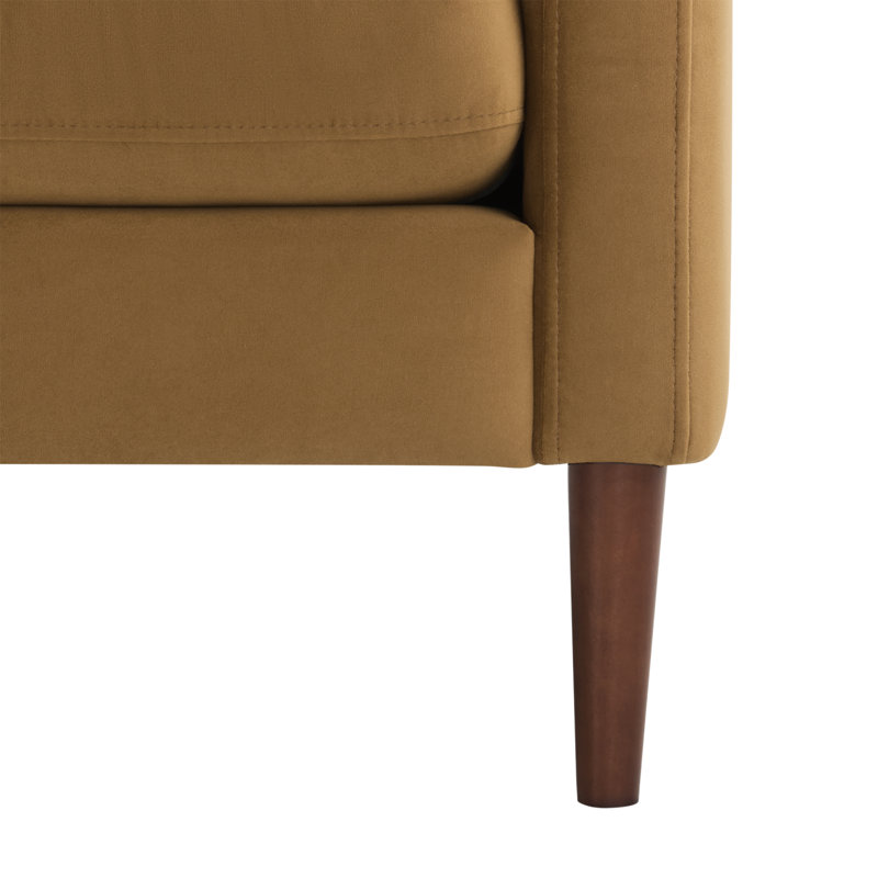 Daylen Mid-Century Tufted Upholstered Accent Armchair with Solid Wood Legs, Soren Ochre Performance Velvet