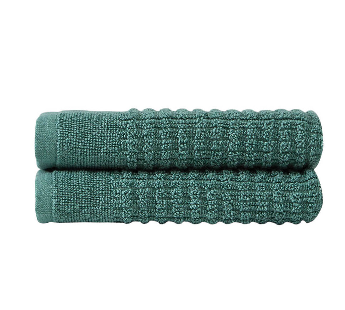 Earline 2-Piece Turkish Cotton Washcloth Set, Green