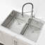 Évier de cuisine encastré 33 po x 19 po à double cuve, lavabo sur pied fait à la main brossé (évier seulement)