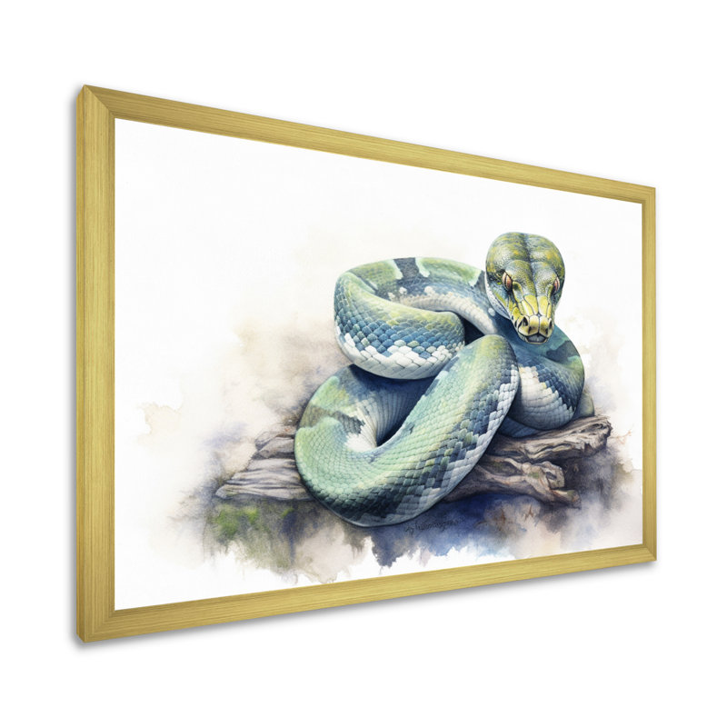 «Wild Snake I» sur toile, H 16 po x l 32 po x P 1 po, Cadre doré à une seule photo