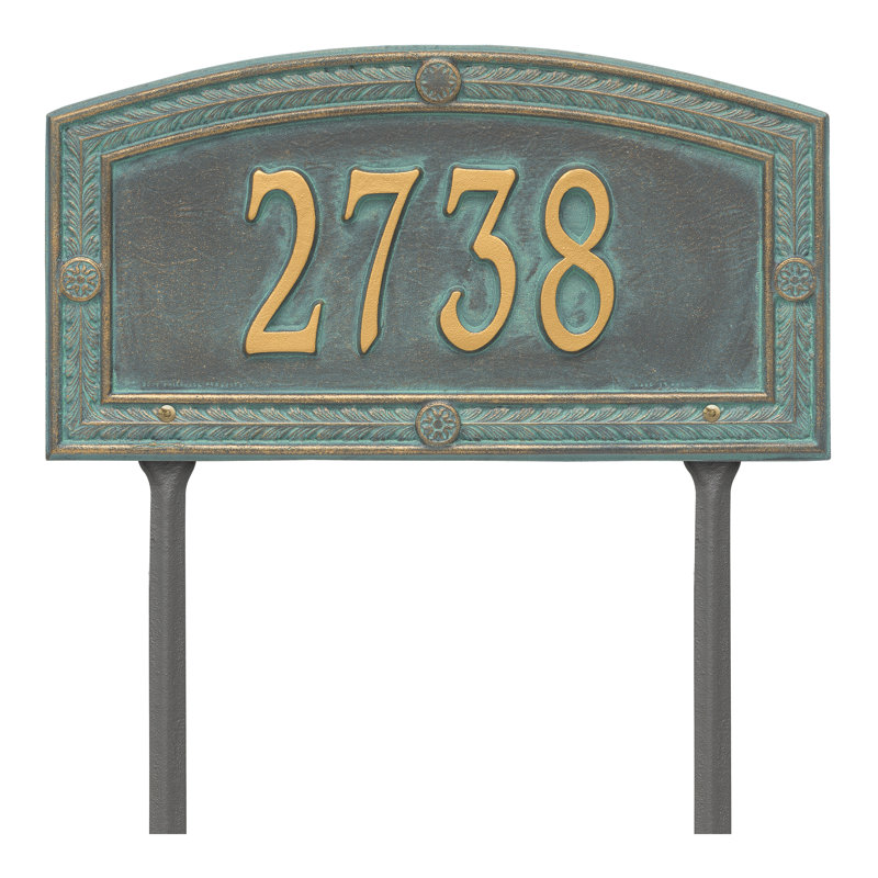 Plaque d'adresse personnalisée sur 1 ligne Hamilton, Bronze, vert-de-gris, Oui