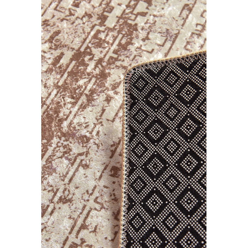 Tapis rectangulaire gris / brun tissé à plat à la machine Neufeld, Rectangle 5 pi 3 po x 7 pi 7 po