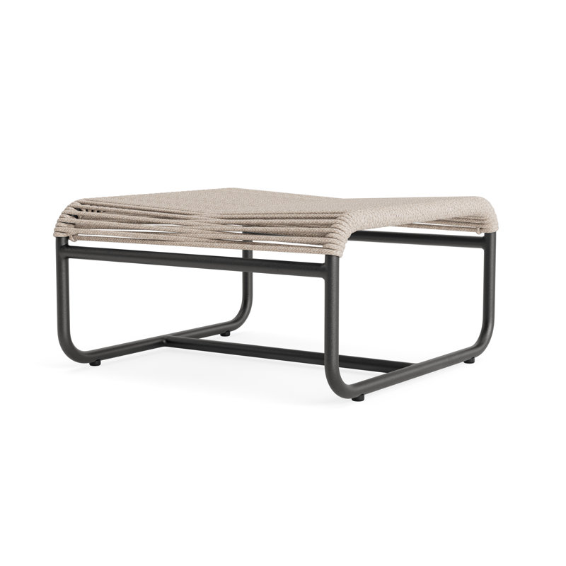 Walter Lamb Outdoor Ottoman, Pebble/Textured Pewter